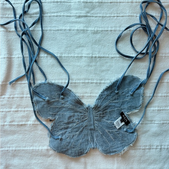 Julia Love J - Denim Butterfly Crop Top - Picture 3 of 5